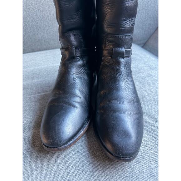Frye Lindsay Vintage Plate Leather Knee-High Riding Boot Black Sz 7.5 - Picture 4 of 13